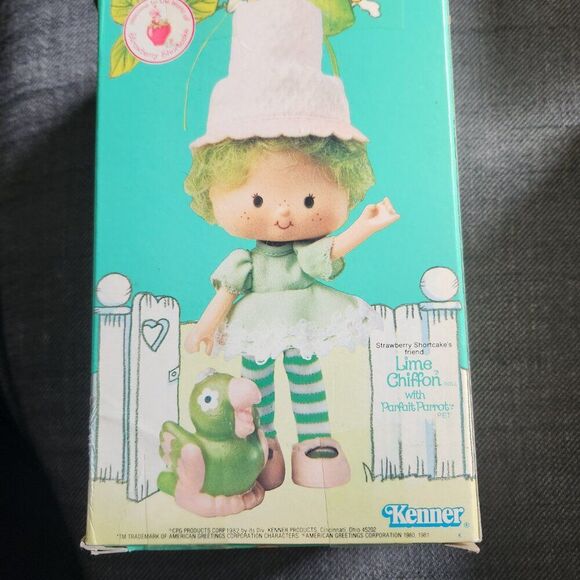 Vintage (1982) Strawberry Shortcake Lime Chiffon Doll W/ Parrot Pet in box - Picture 3 of 5